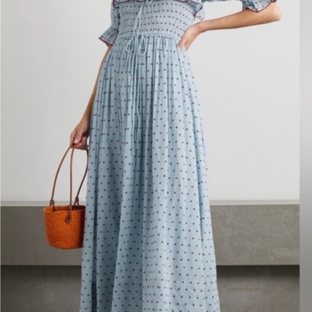 Blue Polka Dot Maxi Dress